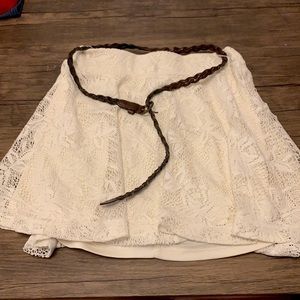 Charlotte Russe White Lace Skirt w/ Belt, Size M
